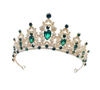 Women Green Crystal Wedding Crown Rhinestone Tiara Headband Princess Queen Hair Accessories for Birthday Prom Bridal Hen Party Halloween Christmas Costume Party Adults Presents Jewelry