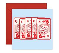 Women Greeting Card - Queen Playing Card - Fun Birthday or Celebration Gift for Her, Wife, Fiance, Girlfriend, Her, Women, Babe, Hun, Love, Darling, Partner, Spouse - Comes with Fun Stickers