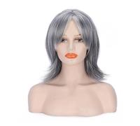 Women Grey White Upturned Eight Character Bangs Wig For Women Party
