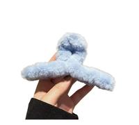 Women Hair Claw Winter Faux Fur Hair Clip Elegant Acrylic Crab Barrette Hairpin Girl-Hair Accessor Furry(Blue)