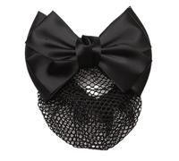 Women Hair Clip,Ribbon Barrette with Net Chignon,Professional Hair Bun Cover, Black Bun Cover Hair Tie, Barrettes Net Snood Hairnet Bow Bow-knot Decor Hair Clip Hairnet Hairstyle(Black)