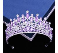 Women Hair Dress Accessories Rhinestone Crystal Crown Tiara Wedding Party Headdress Bridal Hair Jewelry Tiaras silver purple