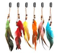 Women Halloween Costume Hair Accessories 6Pcs Clip in Hair Extension, Handmade Extension, Cosplay Native Tribal Braided Beads Headdress