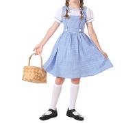 Women Halloween Costume Short Puff Sleeve Blue Doll Dress Sister Twins Cosplay Lolita Mini Dress (B-a-Blue Girls, S)