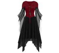 Women Halloween Costume Women's Court Dress Medieval Vintage Dresses Sexy Devil Costume Adult Women Plus Size Party Dresses for Vampire Cosplay 90S Fancy Dress Costumes for