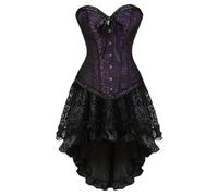 Women Halloween Costume, Womens Medieval Costume Dress Fairy Gothic Gown Irish Renaissance Accessories Red Vintage Witch Style Deep V Shape Cosplay Party Costumes for (Purple,4XL)