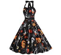 Women Halloween Costumes Renaissance Costume Rockabilly Swing Prom Party Cocktail Dresses Batwing Sleeve with Drawstring Pumpkin Medieval Renaissance Dress 80s Fancy Dress Men Plus Size Halloween