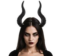 Women Halloween Devil Horns Headband Gothic Demon Witch Hairband Ox Sheep Horn Hair Hoop Headdress Day of the Dead Headwear Halloween Cosplay Party Headpiece Fancy Dress Costume Hair Accessory