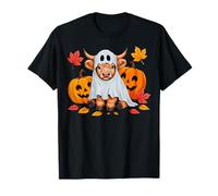 Women Halloween Highland Cow Ghost Pumpkin Autumn Fall Girls T-Shirt