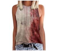 Women Halloween Problem Solved Tank Top Blood Stain Handprint Hands Bloody Splatter Tank Top Halloween I'm Fine Bloody Blood Vest Bloody Tshirts (Dark Purple-D, L)