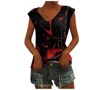 Women Halloween Problem Solved Tank Top Blood Stain Handprint Hands Bloody Splatter Tank Top Halloween I'm Fine Bloody Blood Vest Bloody Tshirts (c-Black, XXL)