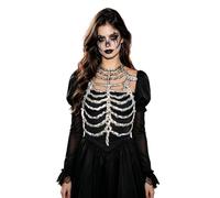 Women Halloween Rib Cage Corset Skeleton Chest Armor Cosplay Accessory | Perfect foHollow Out Plastic Bone Design,Cosplay,Fancy Party Dress,Festival,& Punk Club Dark Queen Costume,r Halloween