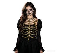 Women Halloween Rib Cage Corset Skeleton Chest Armor Cosplay Accessory | Perfect foHollow Out Plastic Bone Design,Cosplay,Fancy Party Dress,Festival,& Punk Club Dark Queen Costume,r Halloween