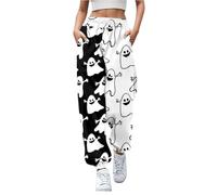 Women Halloween Sweatpants High Waisted Cinch Bottom 2024 Fall Fashion Funny Print Sporty Active Joggers Pants Workout Baggy Lounge Bottoms with Pockets