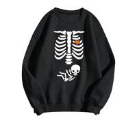 Women Halloween Sweatshirt X-Ray Skeleton Maternity Sweatshirt Funny Pregnancy Announcement Crewneck Pullover Tops 2024 New