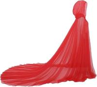 Women Halloween Witch Grim Reaper Costume Tulle Drama Vampire Ghost Witches Cloak Cosplay Wedding Cape Elf Bridal Dress Robe, Red, Large