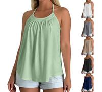 Women Halter Tank Top with Built in Bra Loose Fit Flowy Camisole Tops Oversized Casual Padded Halter Neck Tops Cami Summer Home Vest UK Green