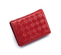 Women Hand-Woven Leather Coin Purse Mini Fashion Card Holder Portable Coin Purse Women's Birthday Christmas New Year Gift(Red)