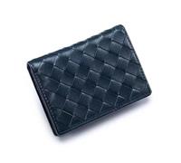 Women Hand-Woven Leather Coin Purse Mini Fashion Card Holder Portable Coin Purse Women's Birthday Christmas New Year Gift(Blue)