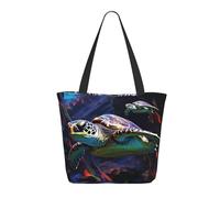 Women Handbag A Colorful Tropical Sea Turtle Ladies Shopping Shoulder Bag Girls Shoulder Bags Reusable Shopping Bags, For Graduation, Daily, Swim, 50x40cm