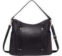 Women Handbag Crossbody Bag PU Leather Hobo Bag Shoulder Bag Top-Handle Bag Tote With Tassle(Black)