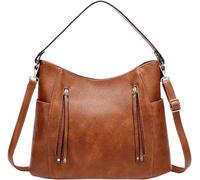 Women Handbag Crossbody Bag PU Leather Hobo Bag Shoulder Bag Top-Handle Bag Tote With Tassle(Brown)