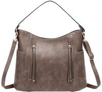 Women Handbag Crossbody Bag PU Leather Hobo Bag Shoulder Bag Top-Handle Bag Tote With Tassle(Grey)