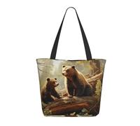 Women Handbag Cute Bears Play In The Tree Women Beach Bag Casual Shoulder Bags Girls Shopping Bags, For Holiday, Birthday, Swim, 50x40cm