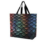 Women Handbag Dragon Scale Ladies Shopping Shoulder Bag Folding Shoulder Bags Print Shopping Bags, For Swim, Daily, Gym, 50x40cm