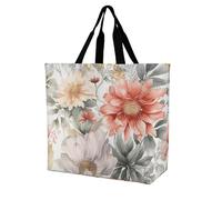 Women Handbag Pastel Flower Pattern Women Tote Bag Casual Ladies Purse Girls Shoulder Bags, For School, Gym, Graduation, 50x40cm