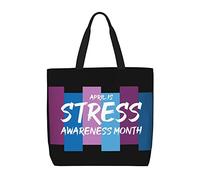 Women Handbag Stress Awareness Month Women Beach Bag Large Capacity Folding Ladies Purse, For Christmas, Holiday, Daily, Graduation, Work