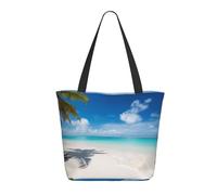 Women Handbag White Beach Tropical Sea Ladies Shopping Shoulder Bag Fashion Shoulder Bags Large Capacity Beach Travel Bags, For Christmas, Holiday, Swim, 50x40cm