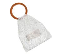 Women Handcraft Bag - Handbag with Shiny Crystals, Elegant Handle, Refined Woven Design, Versatile, Suitable for Home, Travel, Indoor, Outdoor, Traveling Quotid, white, Se référer au descriptif