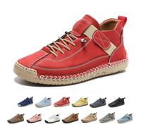 Women Handmade Leather Comfy Shoes,Soft Slip On Loafers with Elastic Band | Wide Toe Box Comfortable Slip On Leather Driving Boots,Non-Slip Sneakers For Walking And Hiking