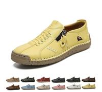 Women Handmade Leather Orthopedic Slip-On Loafers, Comfort Walking Shoes | Leather Trainers With Side Zip Flats Soft Sneakers for Outdoor and Driving