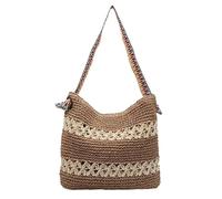 Women Handwoven Straw Shoulder Bag, Large Capacity Boho Crochet Beach Bag, Vintage Hobo Purse for Travel, Shopping, Work & Daily Use