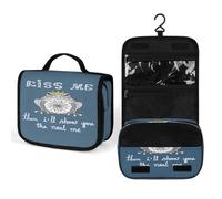 Women Hanging Toiletry Wash bag, Travel Cosmetic Bag, Makeup Organizer Brush Case, Storage with Hook 8.9x7.3 in Print Mandala Art Frog KISS ME THEN I WILL SHOW YOU THE REAL ME