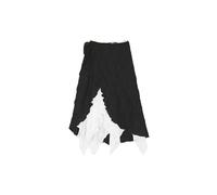 Women Harajuku Y2k Mid-Long Skirts Irregular Spliced Streetwear Vintage Design Mori Girl Gyaru Aesthetic Party Korean Fashion-Black-M
