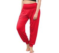 Women Harem Trousers Stretchy High Waist Baggy Pant Ladies Yoga Dance Casual Wear Pilates Pants (RED LAD 18)