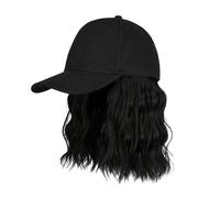 Women Hat Wig Cap with Short Bob Curly Hairstyle in Natural Black Dark Brown Light Brown Tones for Everyday Wear and Styling Versatility (A, One Size)