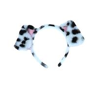 Women Headband Dalmatians Ear Scrunchies One Size Cute Plush Dot Print Dog Ears Comfortable Women's for Cosplay Costume Soft Cozy Hair Hoop Animal Black White
