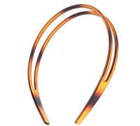 Women Headband Two-tier Plastic Brown Hair Accessory