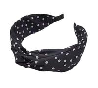 Women Headband Wide Dot Fabric Black for Cosplay Ball | Non-slip, Lightweight Comfort, No Head Pressure, Stylish Polka Dot Design for Fancy Ball Wear