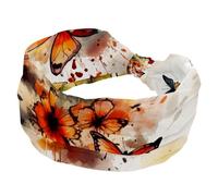 Women Headbands, Wide Hair Wrap, Retro Watercolor Butterflies Twist Knotted Hairband, Non-slip Hairband, Soft Stretchy Turban Head Bands for Girl