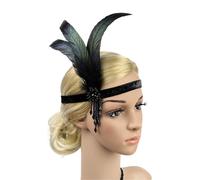 Women Headpiece Feather Women Headpiece Feather Headband Shiny Headdress(Color1)