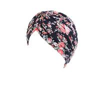 Women Headwear Head Scarves Chemo Beanie Caps Head Wraps Floral Headscarf Adjustable Cap Original Trendy Plain Turban Hat (Black Floral), One Size, (12)