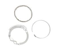 Women Heart Bracelet Set Eye-catching 3 Pcs/Set Rhinestone Cuff Bracelets Open Jewelry Retro Lucky Stack for Adjustable Dainty Silver