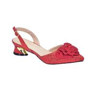 Women Heel Party Ladies Italian Design Shoes And Bag Set Decorated With Rhinestone Handbag Wedding Party A Pair Shoes Red 9.5