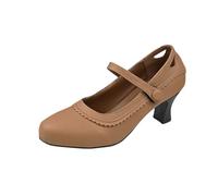 Women High Heel Loafers Shoes Clearance,Ladies Thick Heel Lace Round Head Platform Sandals Spring Summer Comfortable Mary Janes Shoe Slip-on Loafer,for Outdoor,Office,Work,Beach,UK Size 3.5-7.5