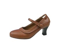 Women High Heel Loafers Shoes Clearance,Ladies Thick Heel Lace Round Head Platform Sandals Spring Summer Comfortable Mary Janes Shoe Slip-on Loafer,for Outdoor,Office,Work,Beach,UK Size 3.5-7.5